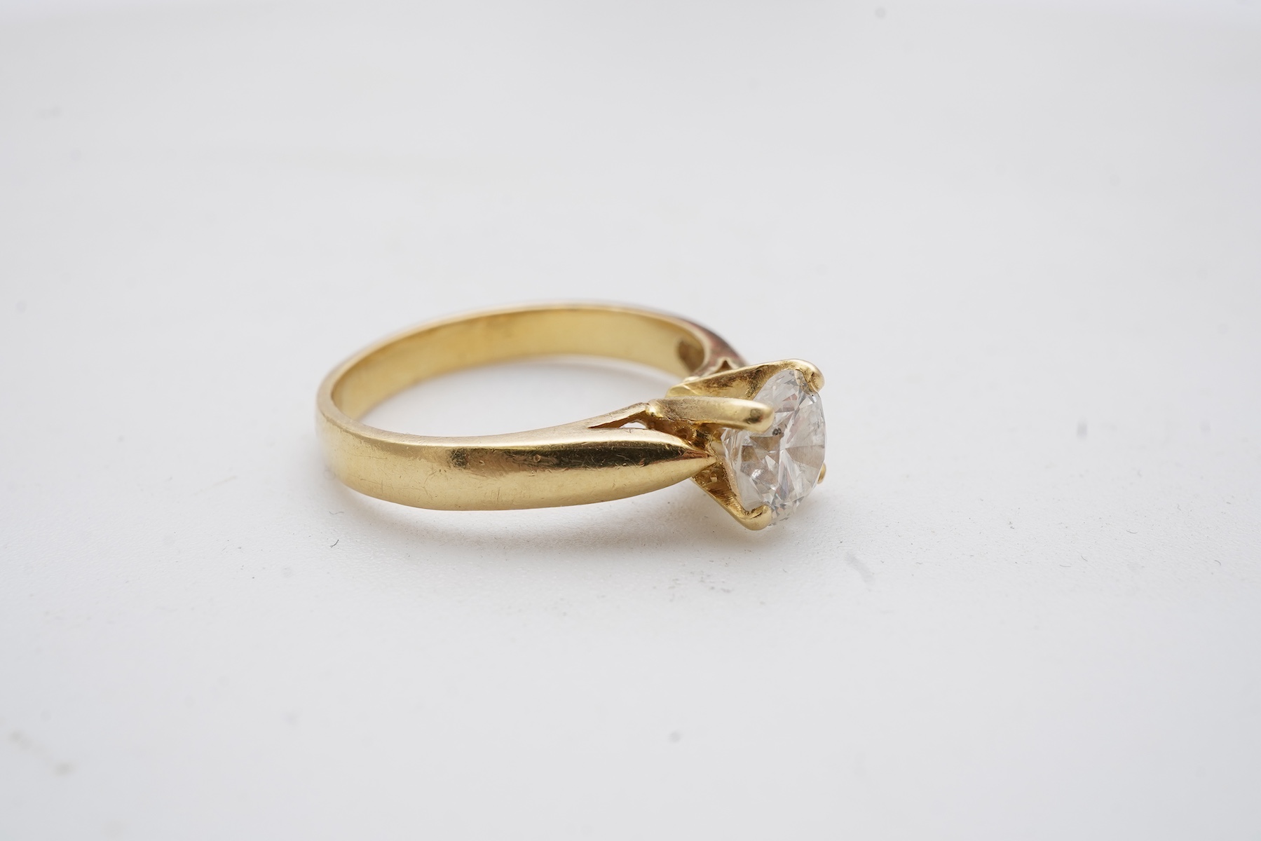A diamond solitaire ring